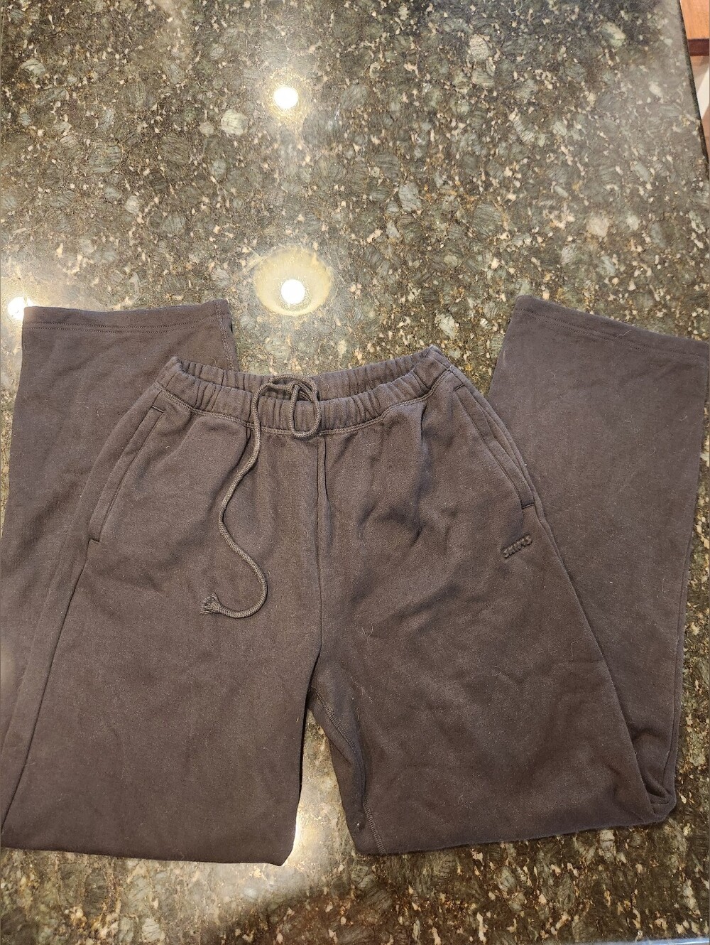 Skims Black Onyx Cotton Fleece Staight Leg Pants